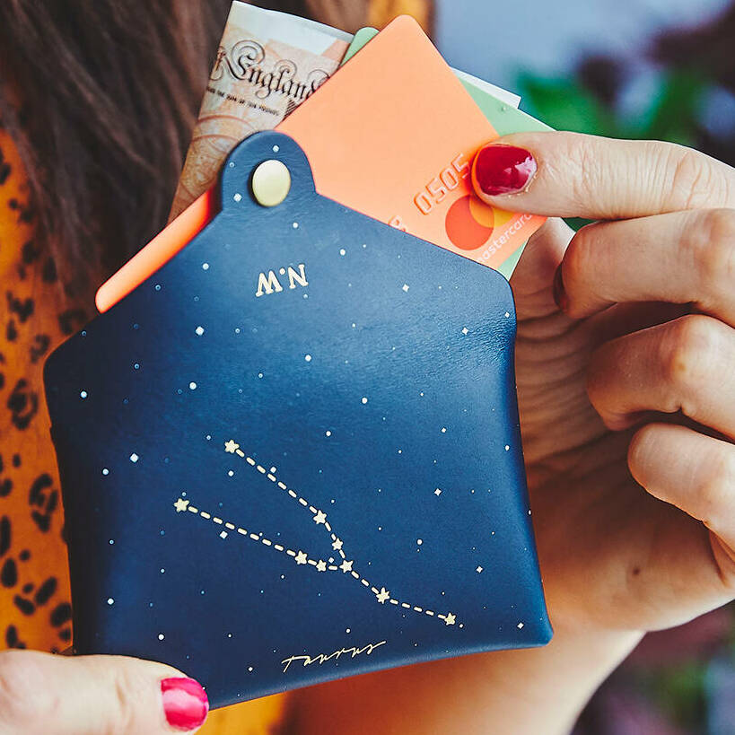 Personalised Star Sign Leather Coin Purse