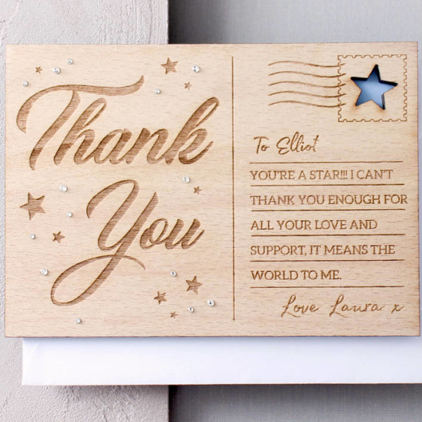 Personalised 'Thank You' Wooden Post Card