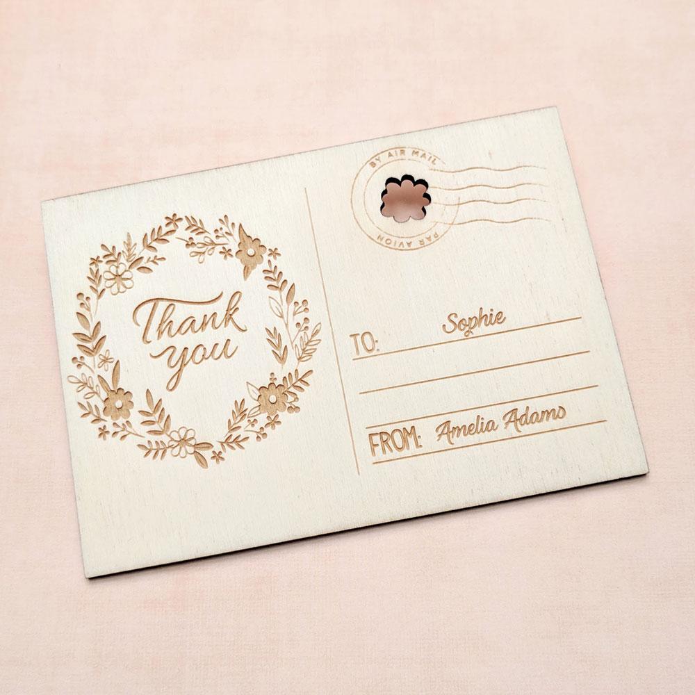 Personalised 'Thank You' Wooden Post Card