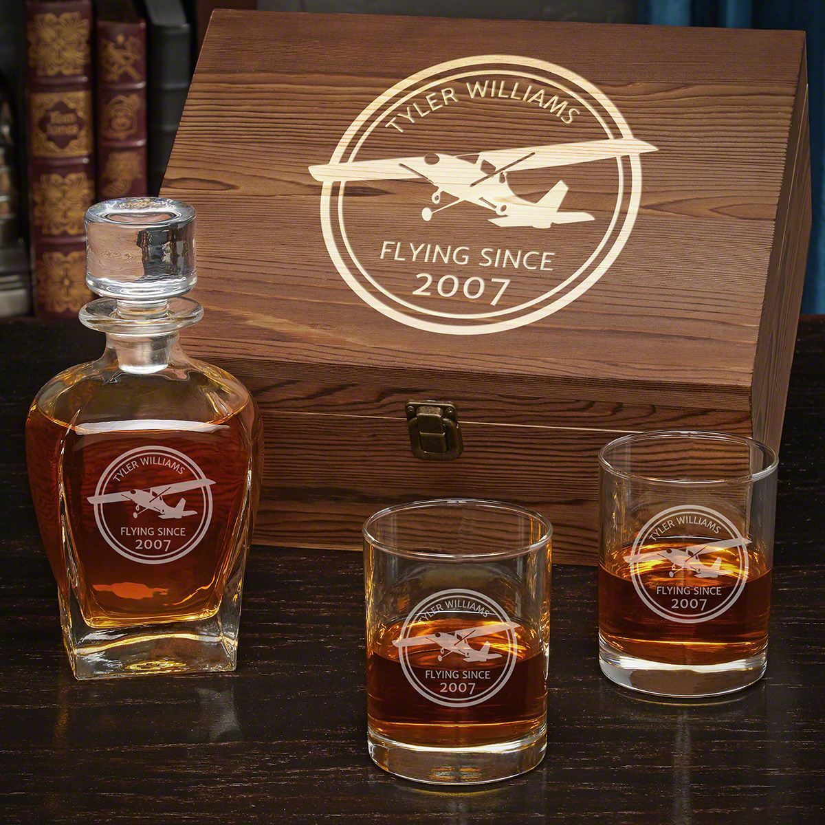 Personalized Aviator Whiskey Set