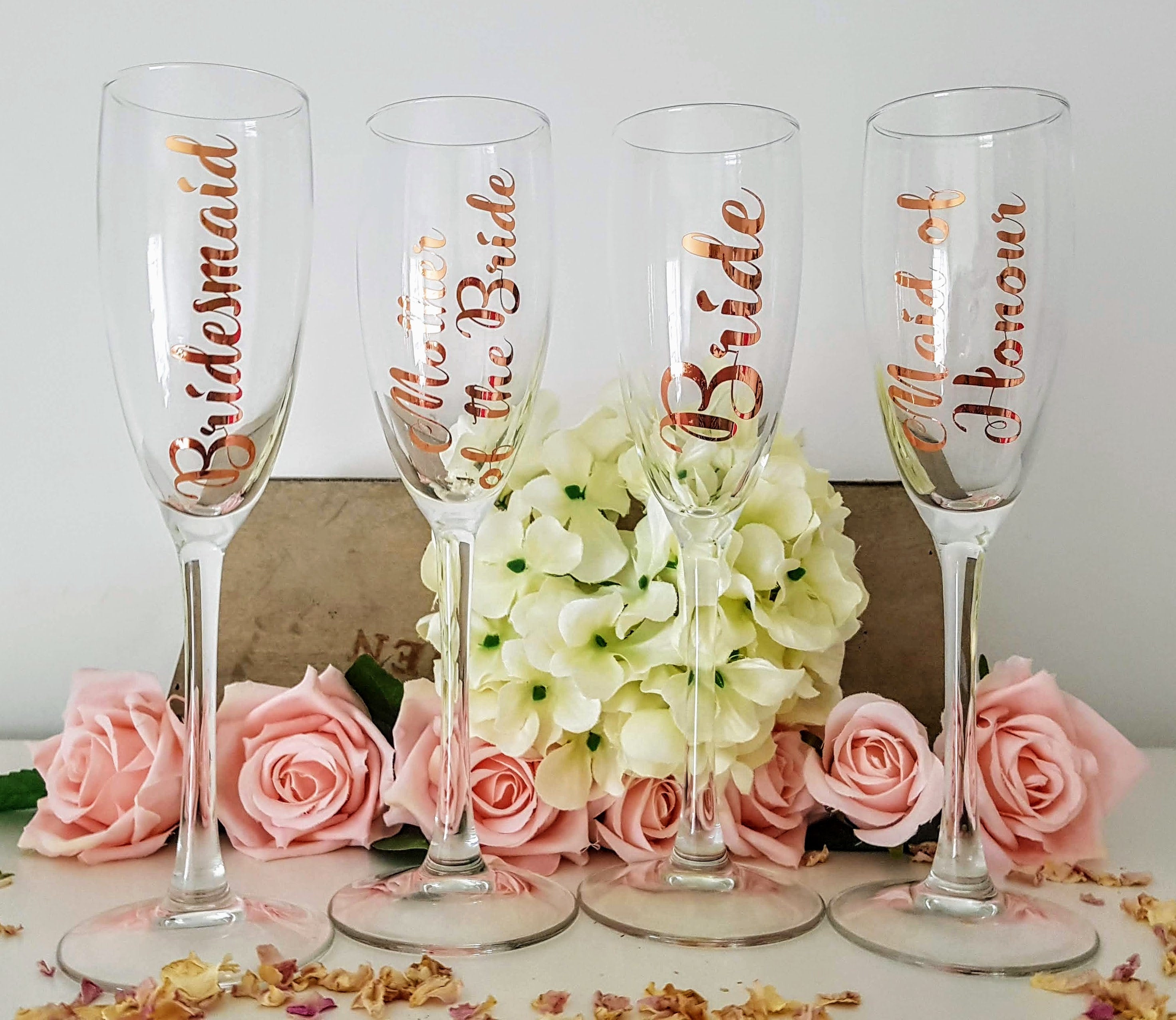 Personalized Bridesmaid Champagne Glasses