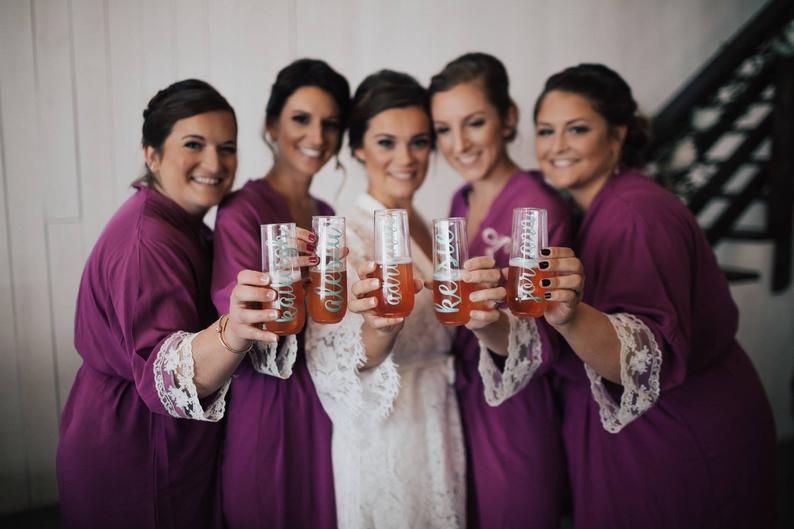 Personalized Bridesmaid Champagne Glasses