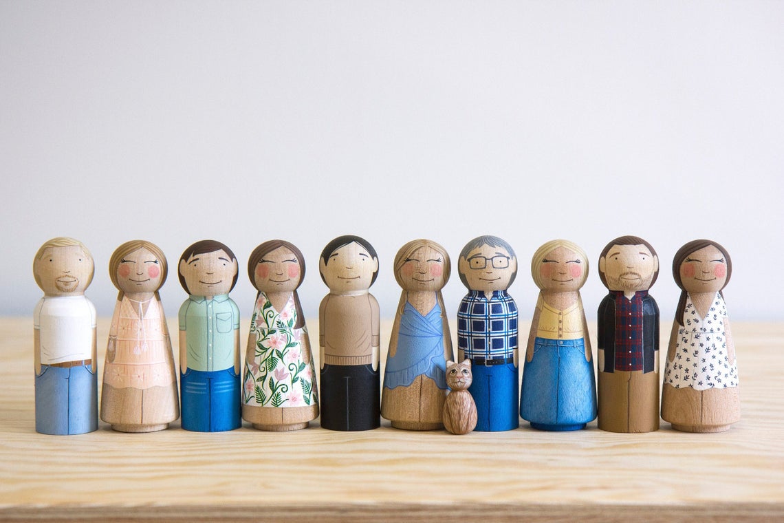 Personalized Family Wooden Peg Dolls