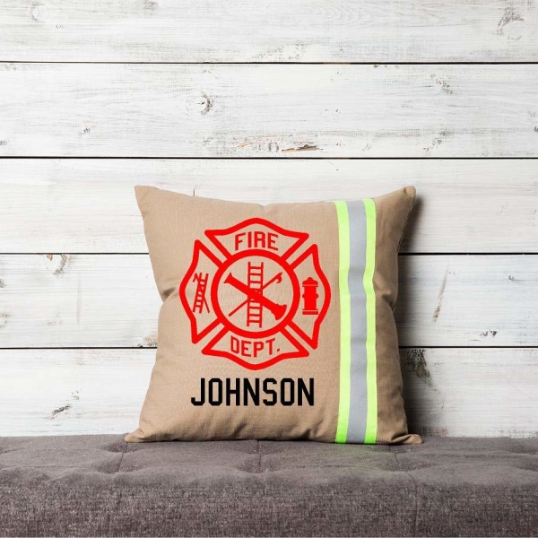 Personalized Firefighter Maltese Cross Throw Pillow