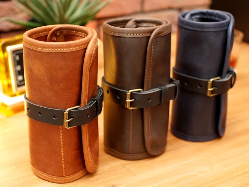 Personalized Leather Watch Roll