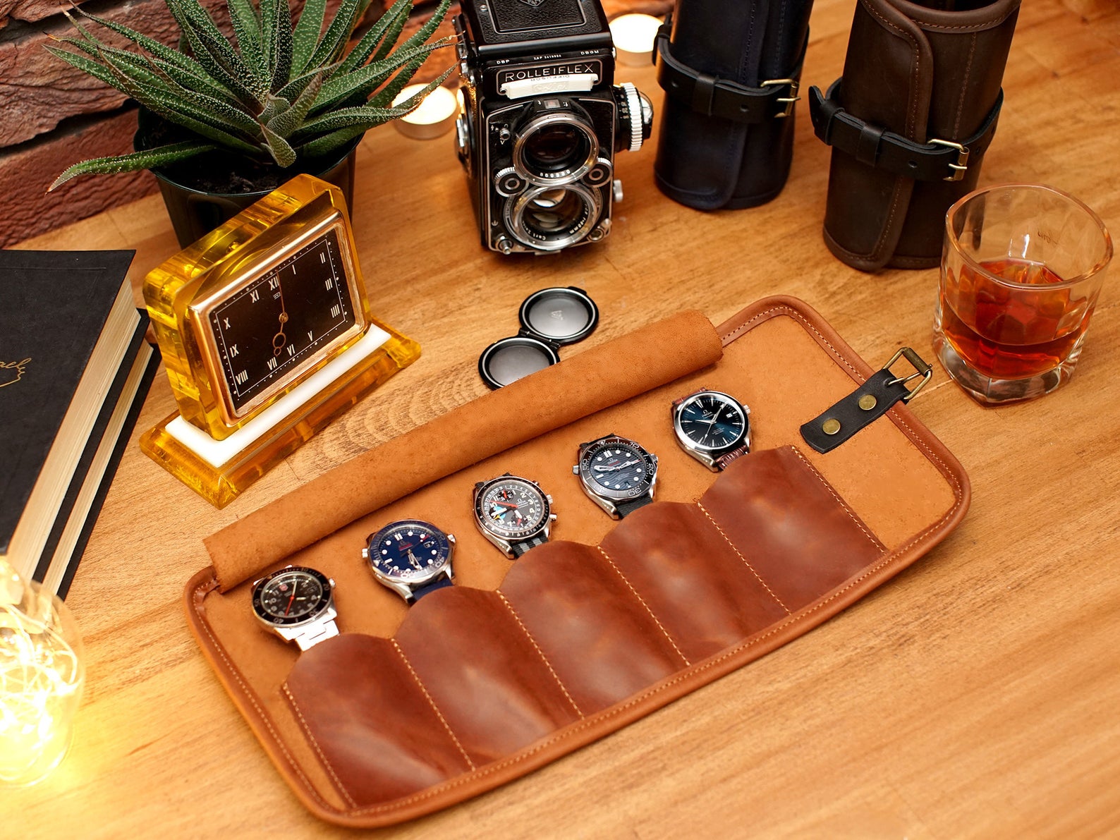 Personalized Leather Watch Roll