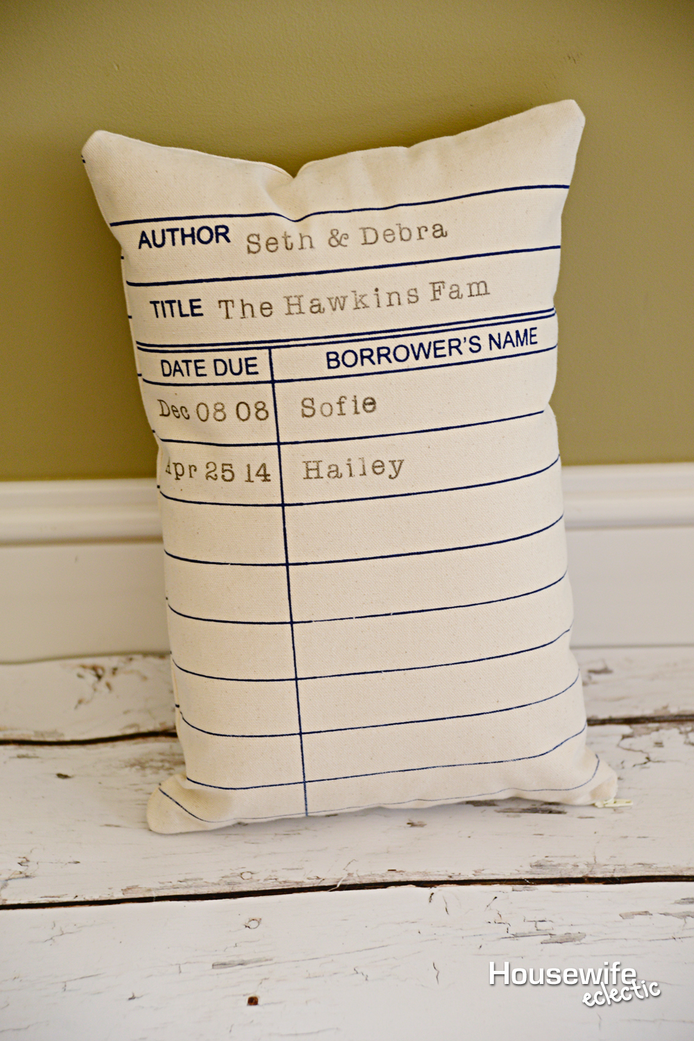 Personalized Library Card Pillow