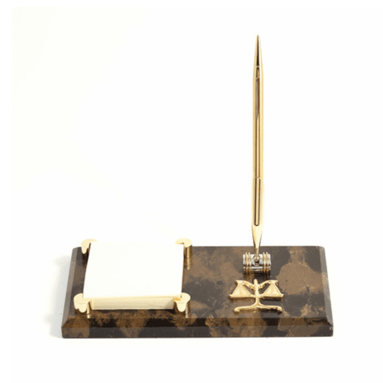 Personalized Scales of Justice Notepad Holder & Pen Stand