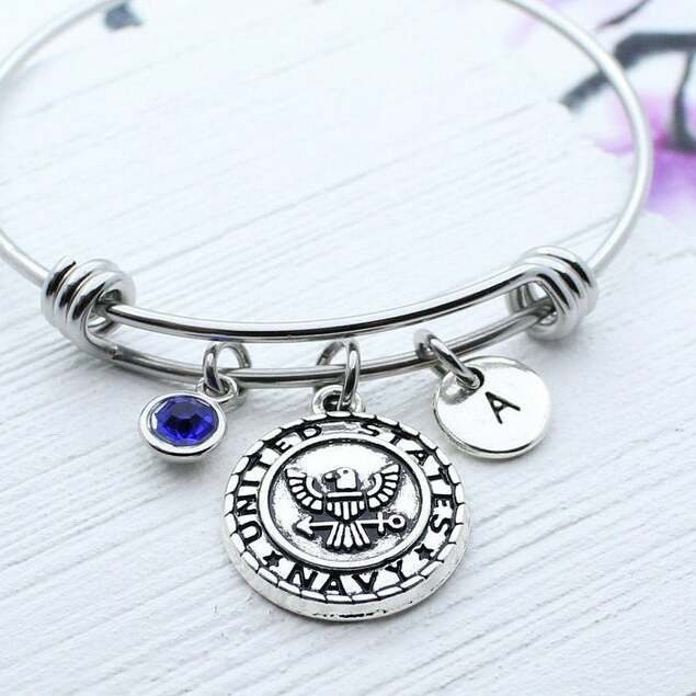 Personalized US Navy Bangle Bracelet