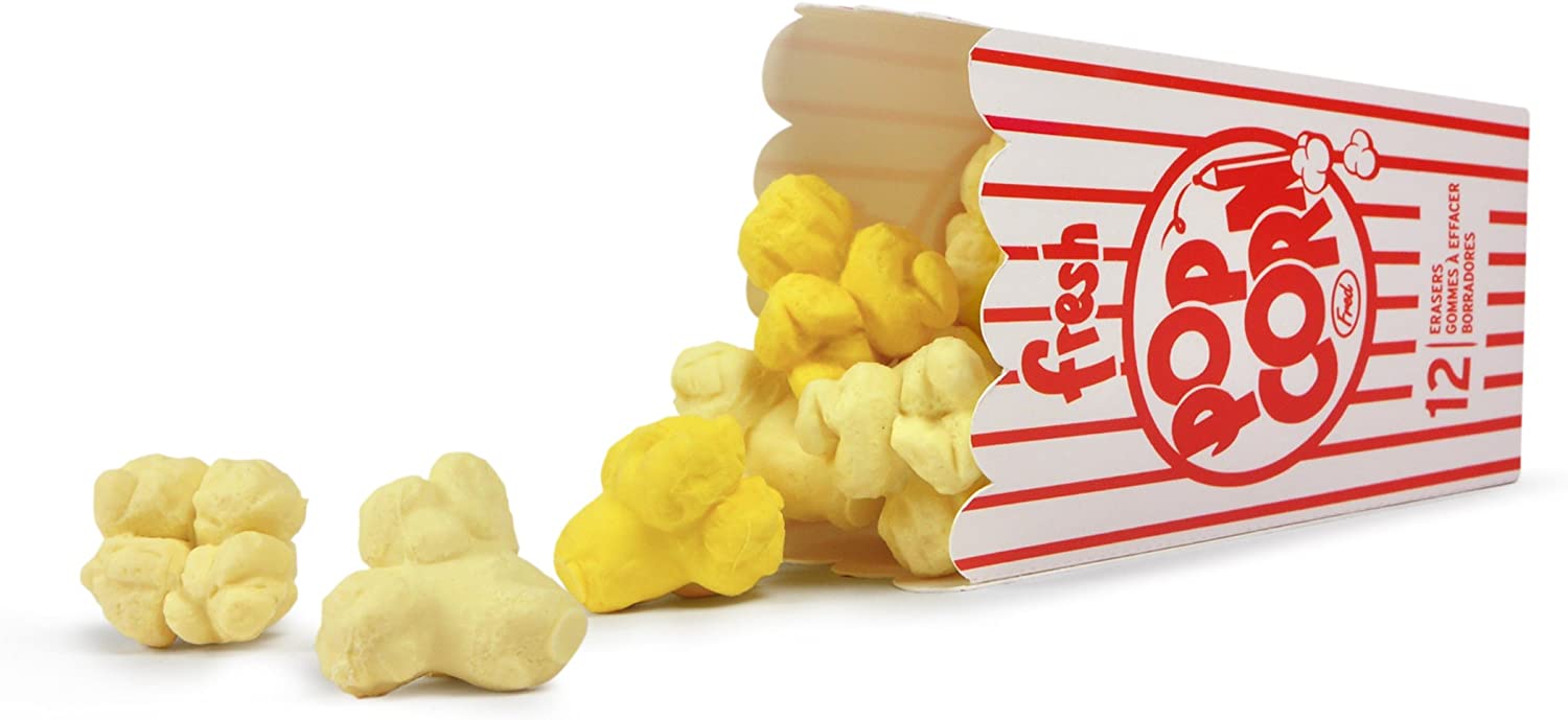 Popcorn Shaped Eraser Set with Holder