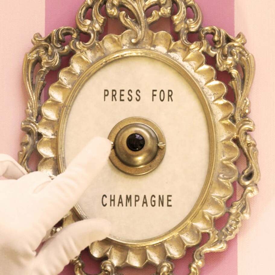 Press For Champagne Framed Vintage Button