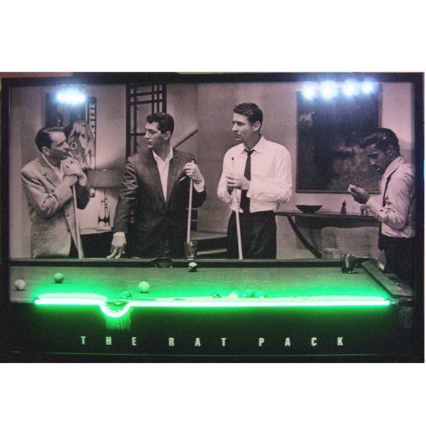 Rat Pack Playing Pool Neon LED Rec Room Sign