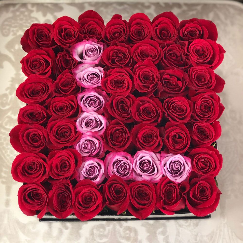  Roses Box with Custom Initial