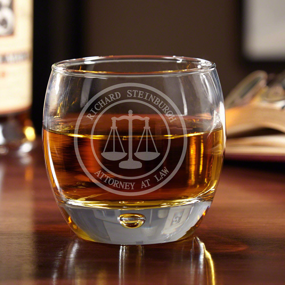 Scales of Justice Personalized Whiskey Glass