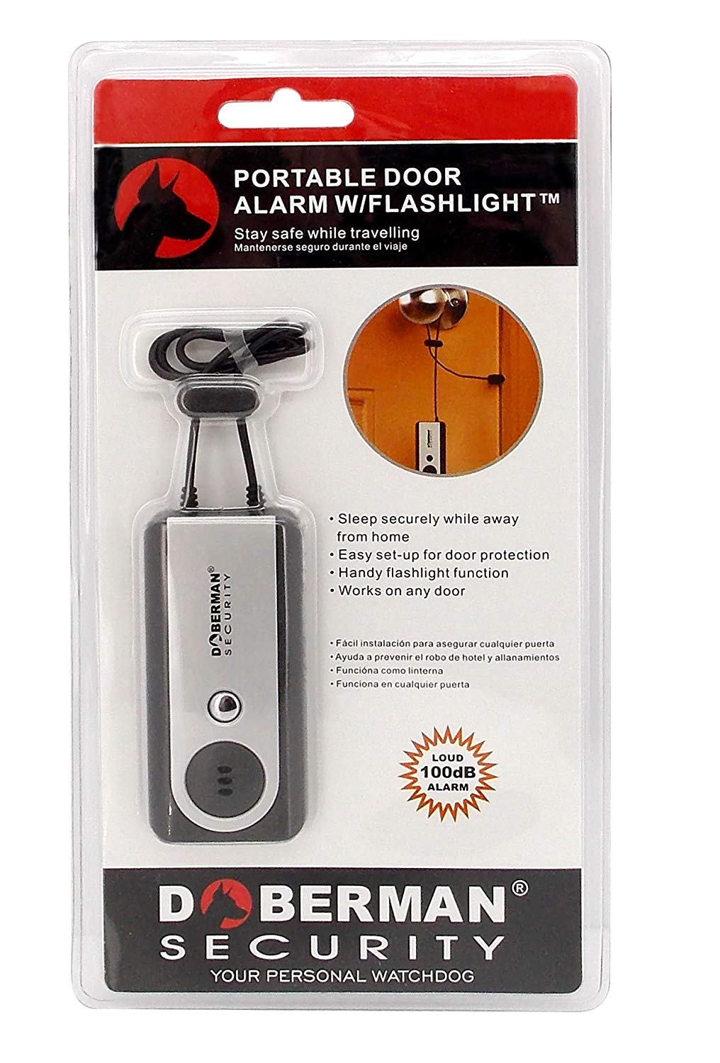 Security Portable Door Alarm with Flash Light