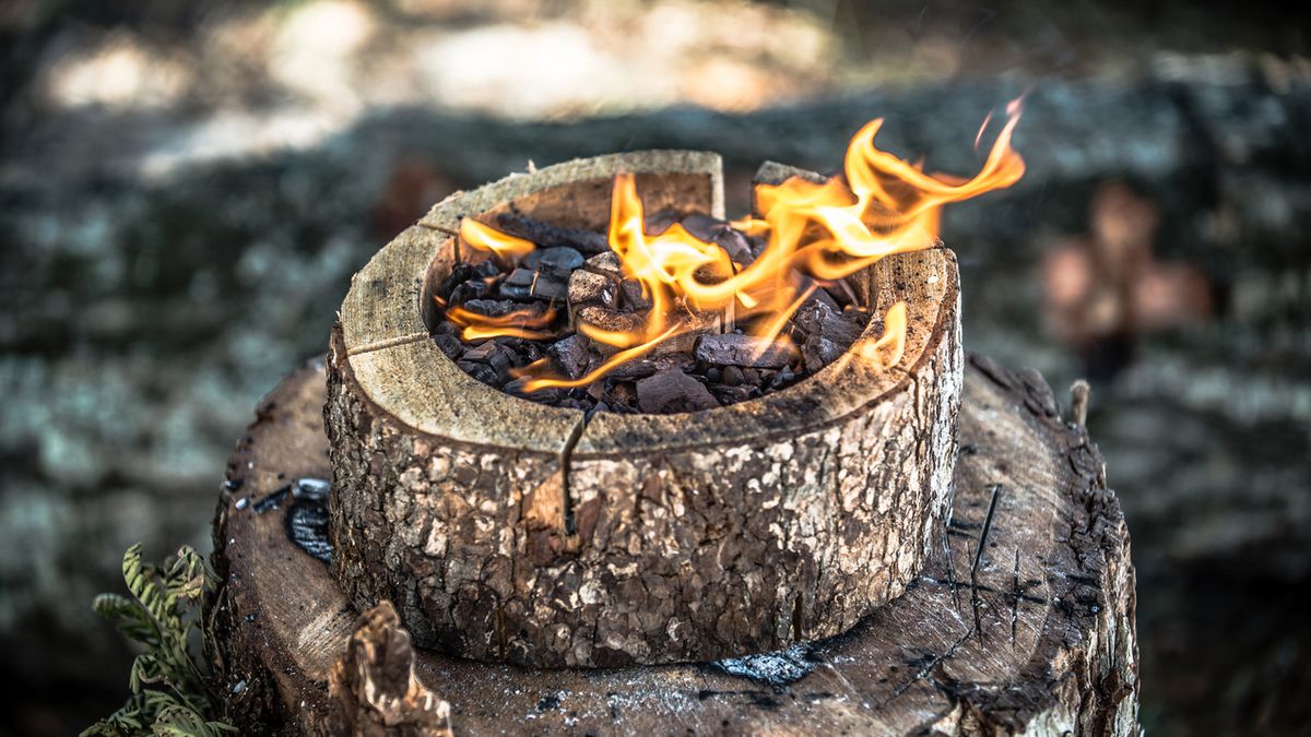 Self-Burning Wooden Portable Grill