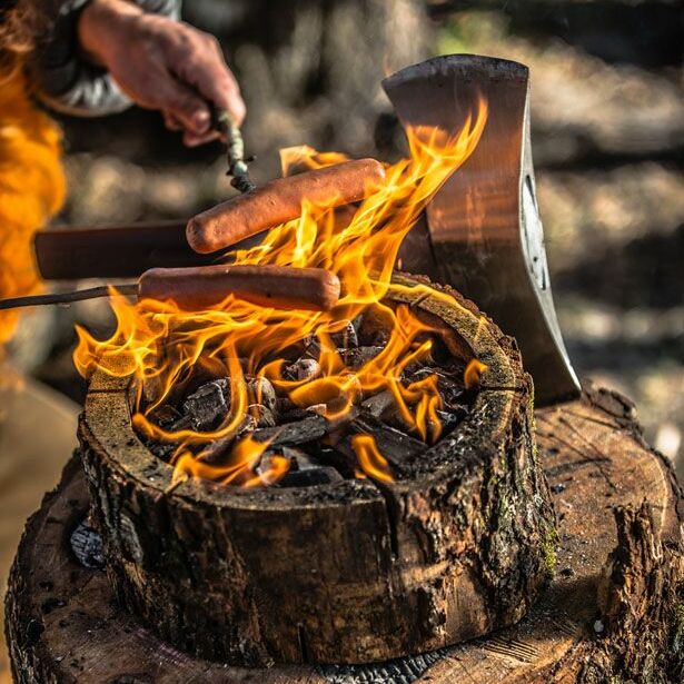 Self-Burning Wooden Portable Grill