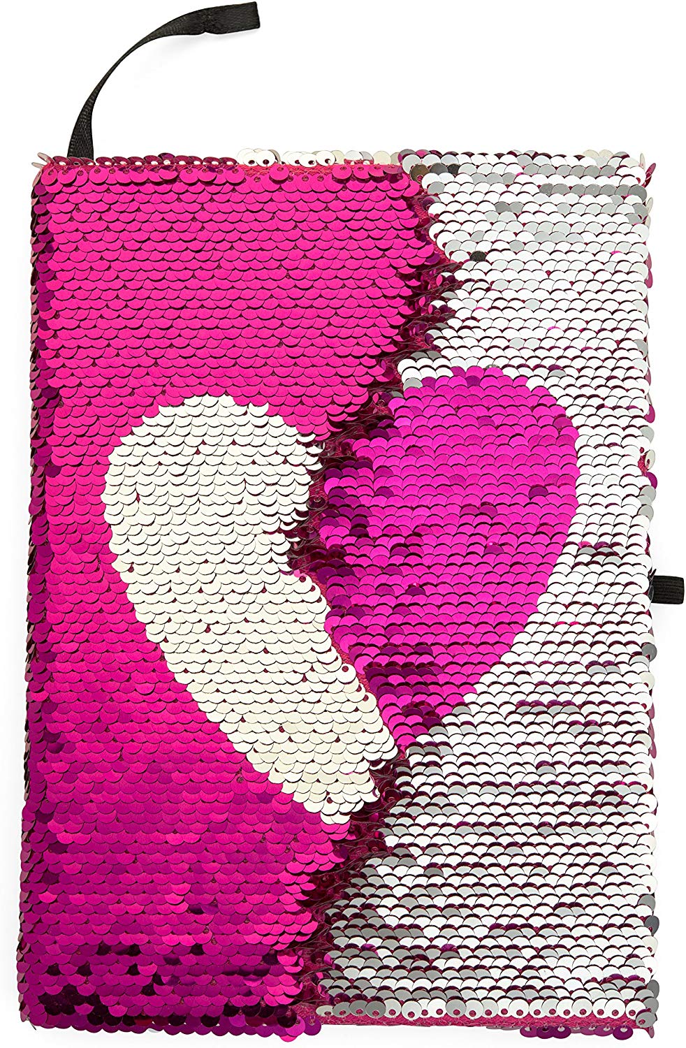 Sequin Notebook with Heart Pattern