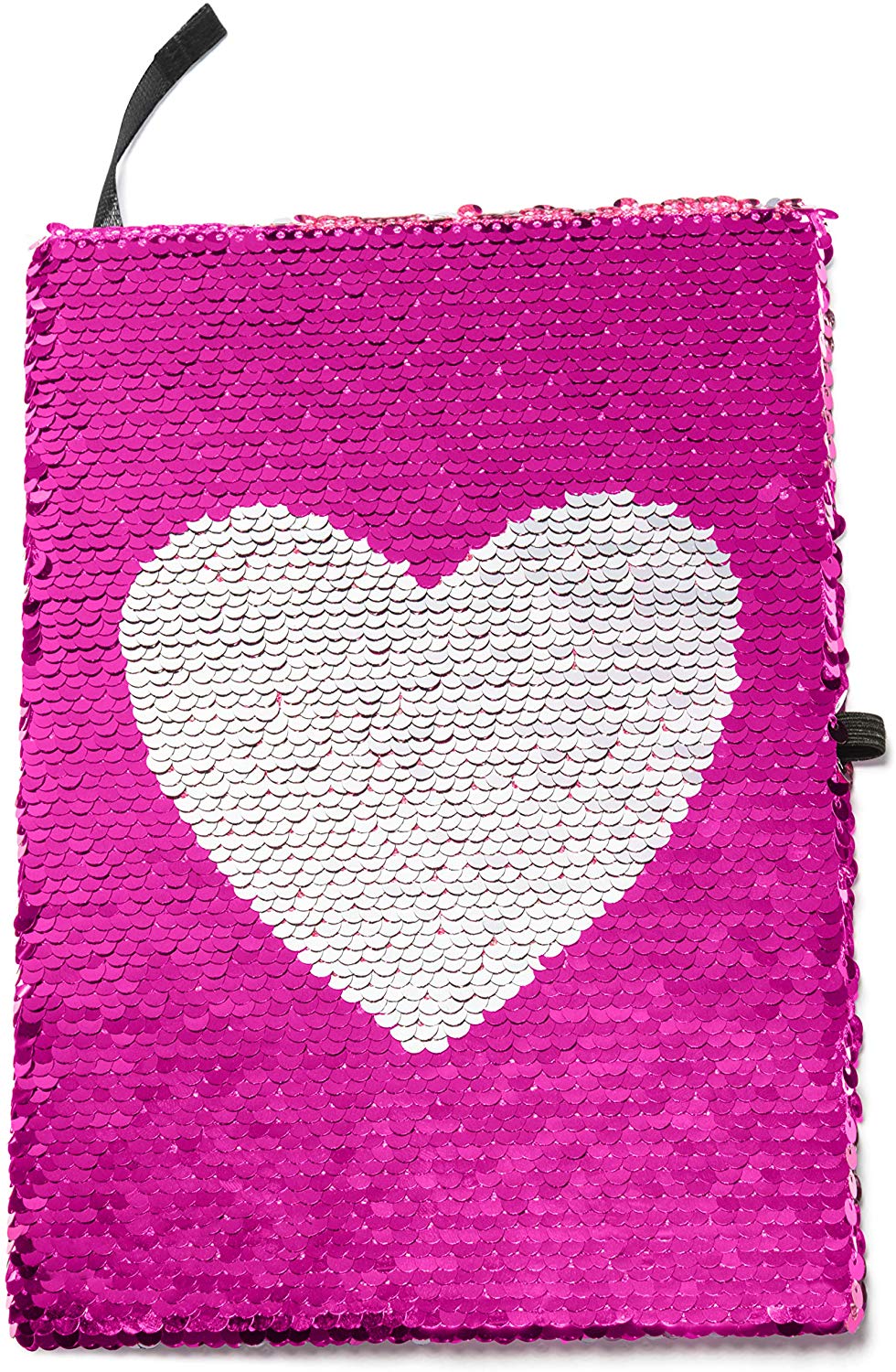 Sequin Notebook with Heart Pattern