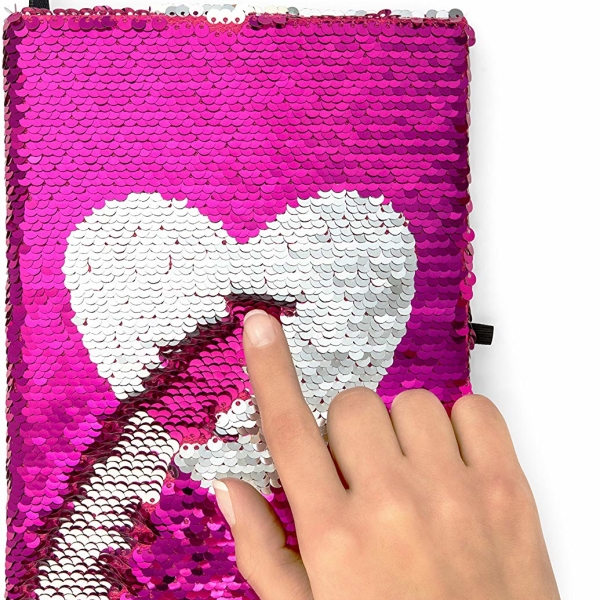 Sequin Notebook with Heart Pattern