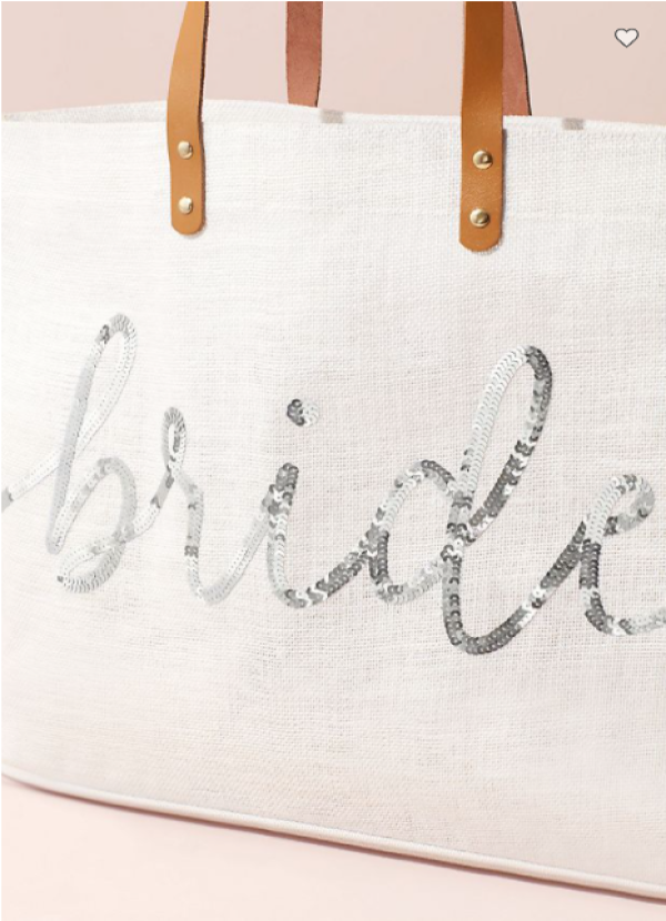  Sequin Script Bride Tote Bag