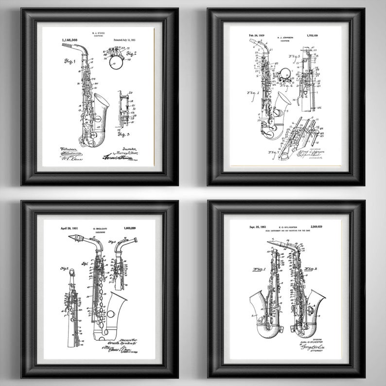 Set of 4 Saxophone Prints