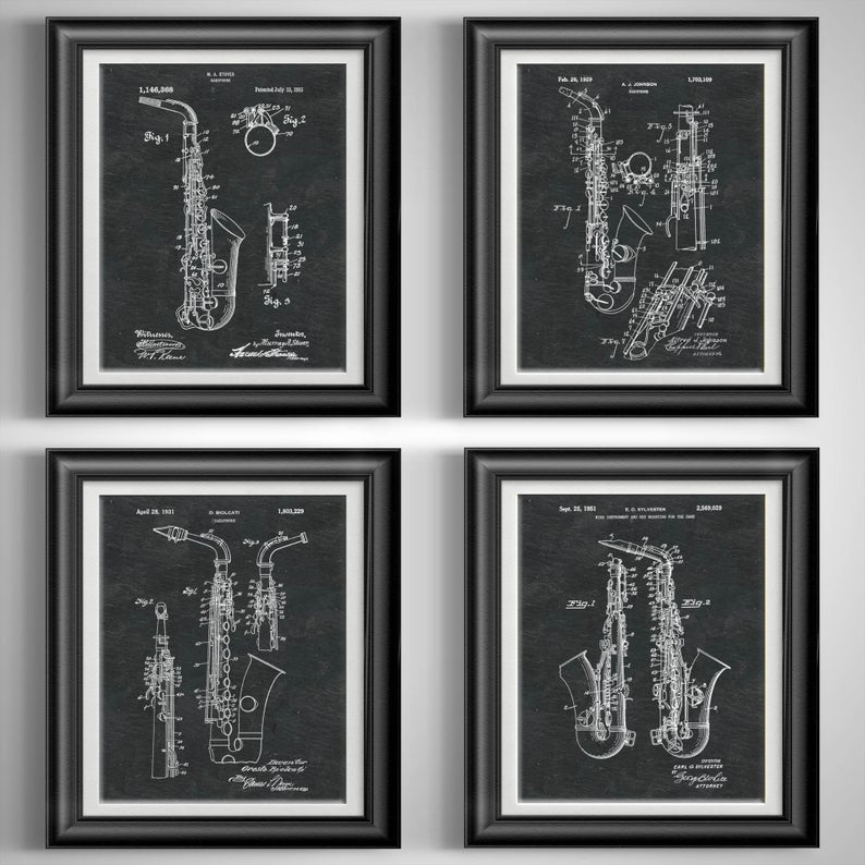 Set of 4 Saxophone Prints