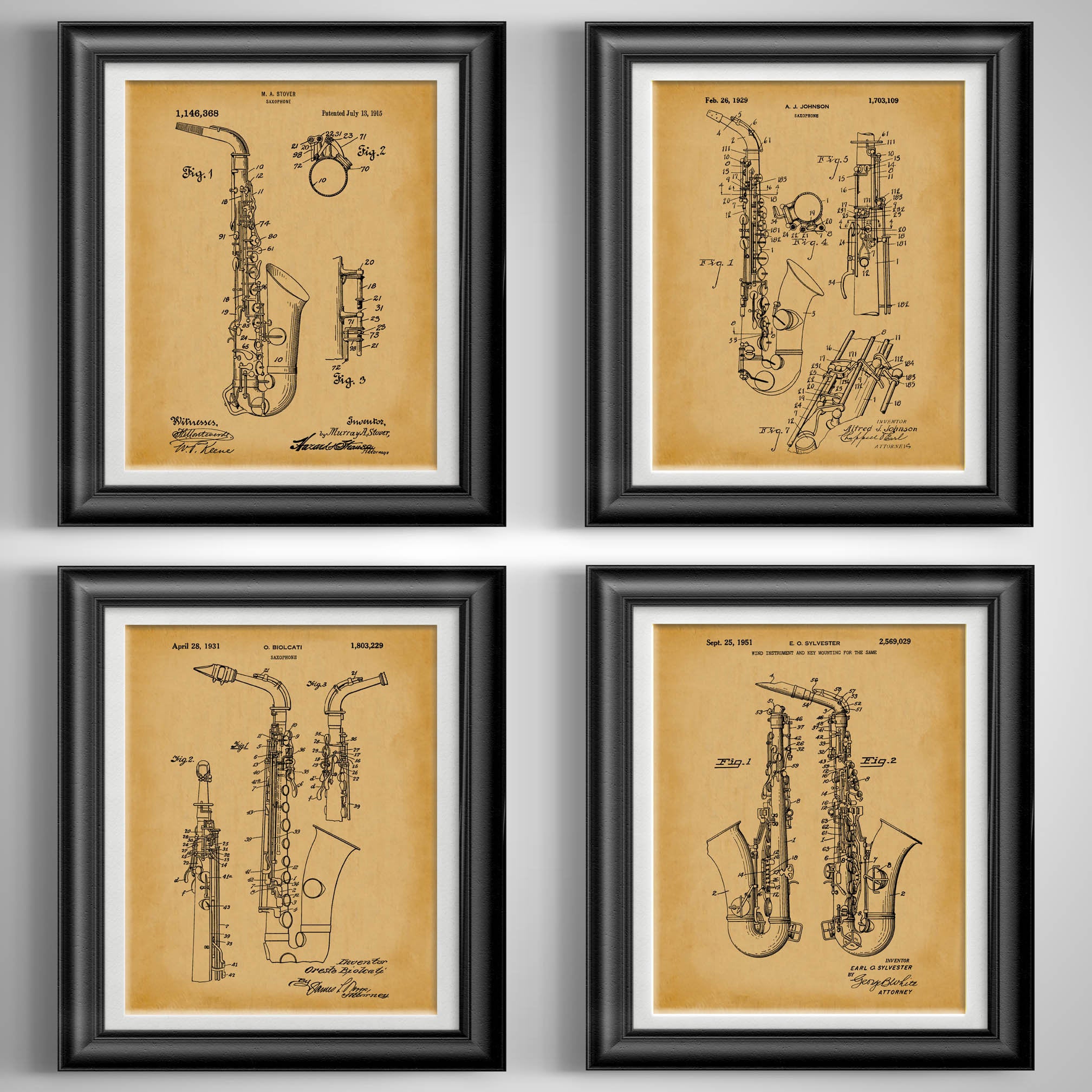 Set of 4 Saxophone Prints