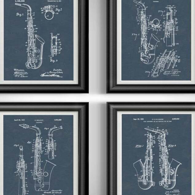 Set of 4 Saxophone Prints