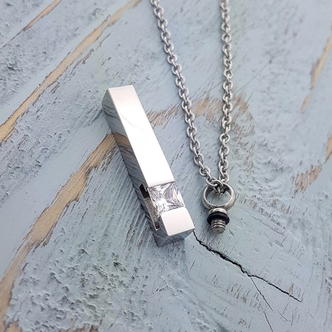  Silver Crystal Cremation Ashes Urn Pendant Necklace