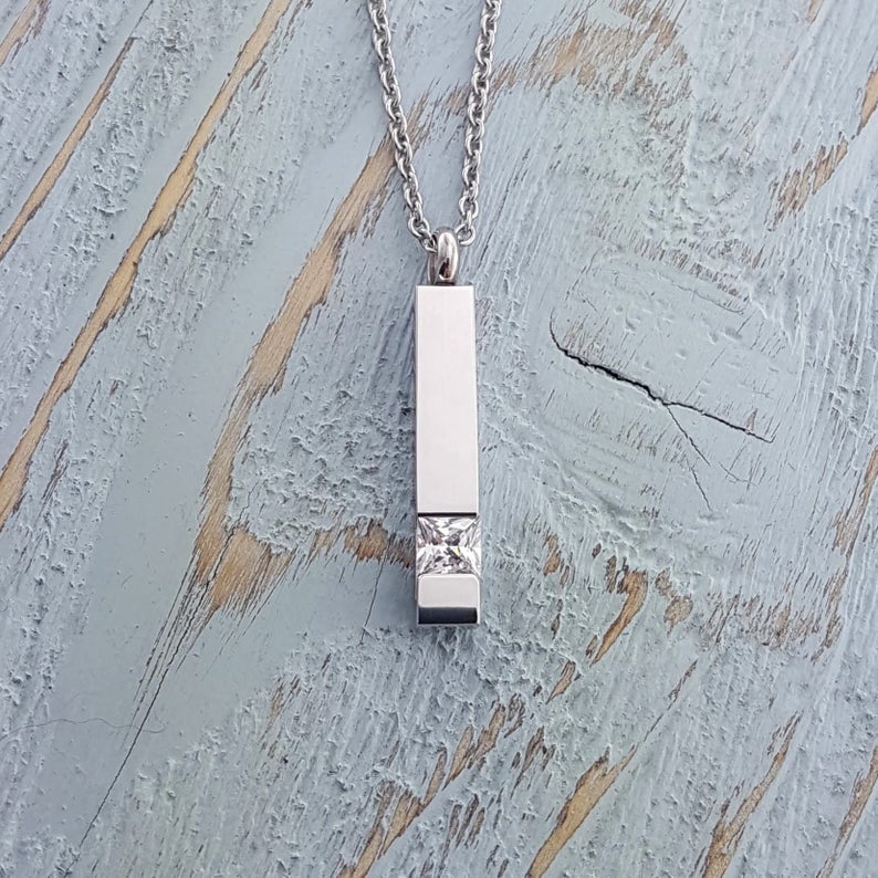  Silver Crystal Cremation Ashes Urn Pendant Necklace