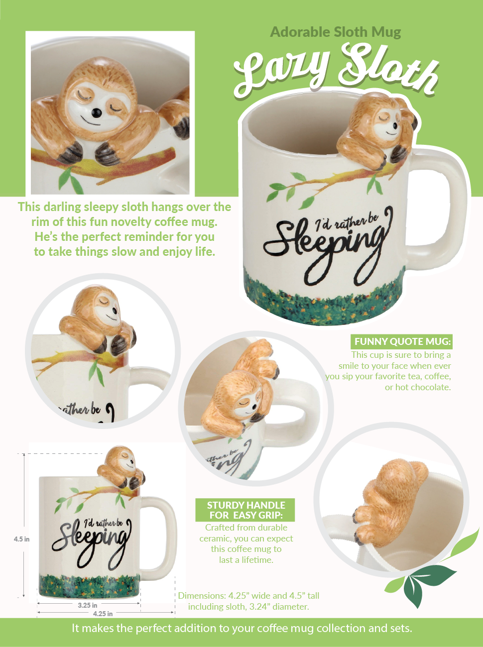 Sloth 3D Animal Mug