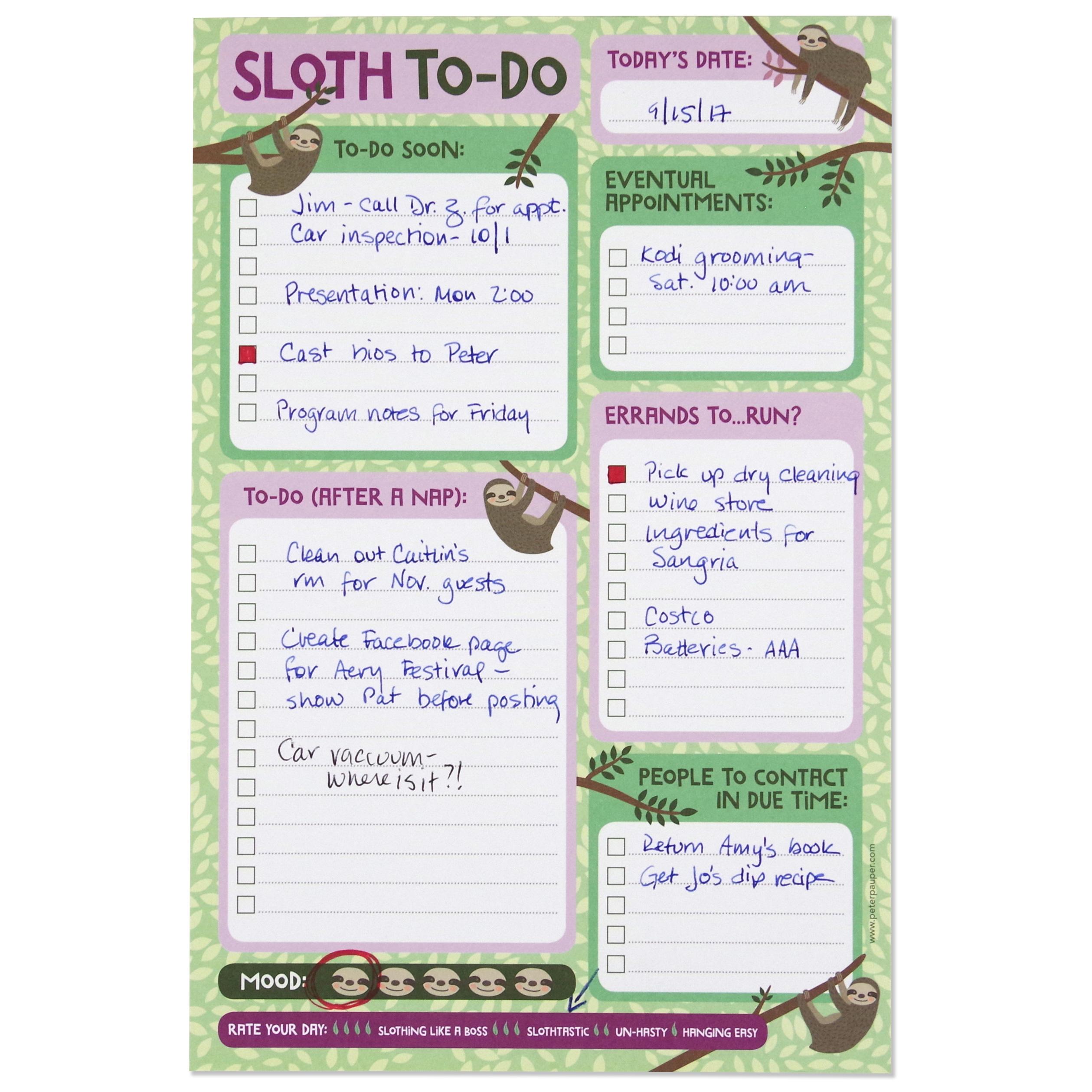 Sloth Daily Planner and Note Pad