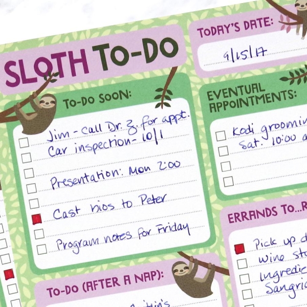 Sloth Daily Planner and Note Pad