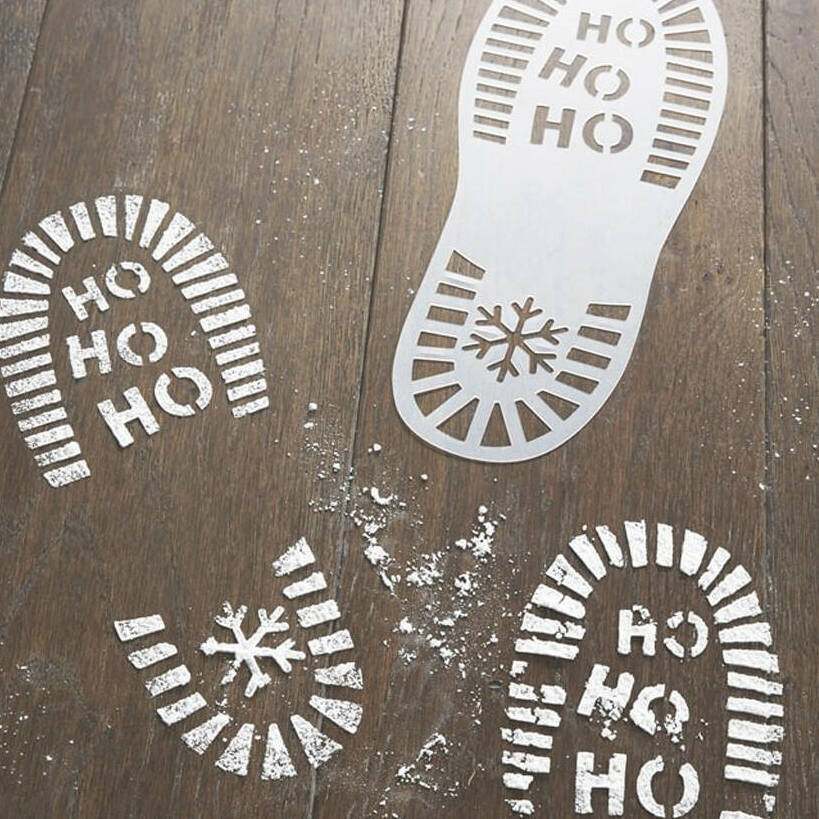 Snowy Santa Footprint Stencils