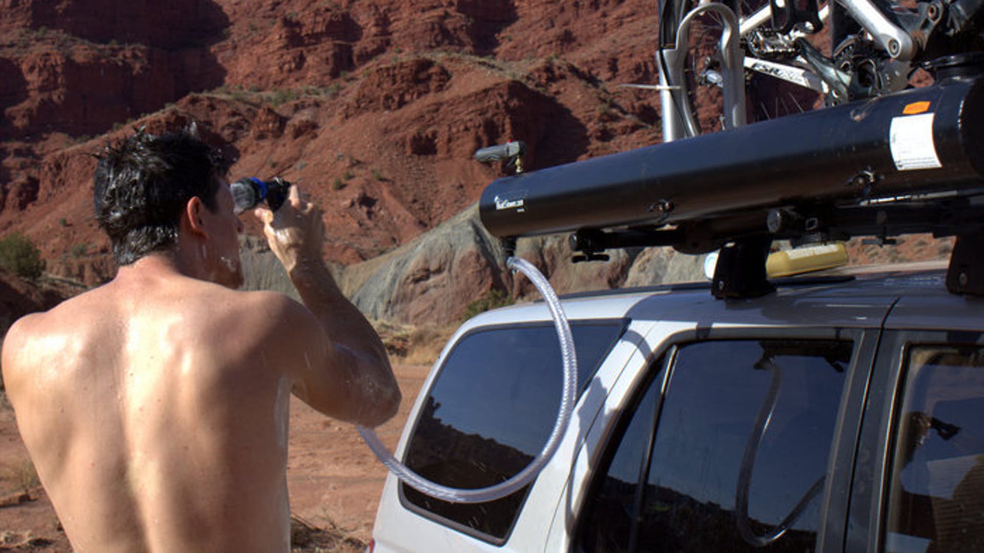 Solar Heated Roof Rack Road Shower