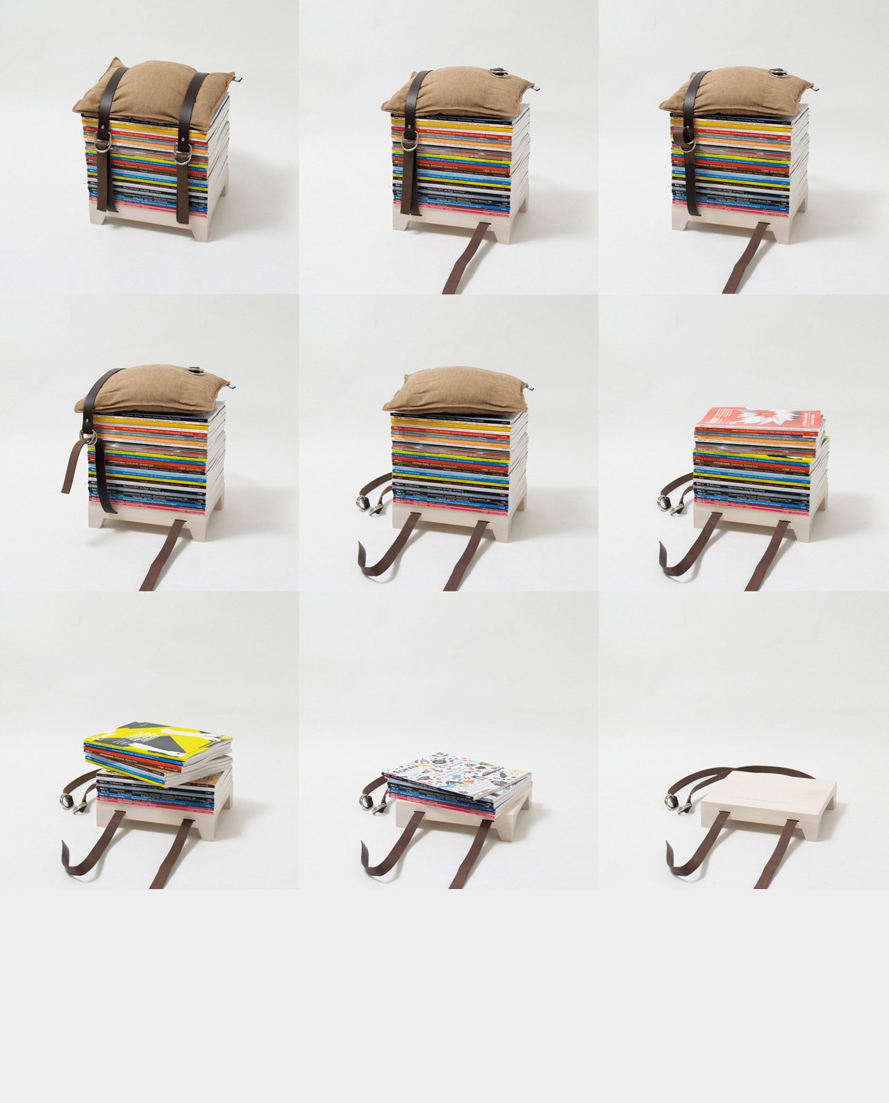 Storage System for Magazines that Turns into a Chair