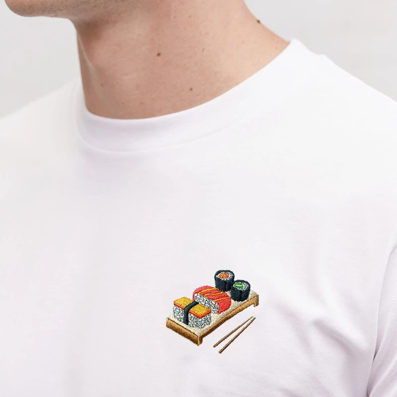 Sushi Board Embroidery Men's T-shirt