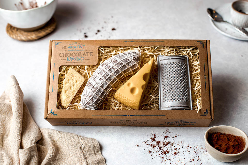 Swiss Cheese, Parmesan, Grater & Salami Gift Box