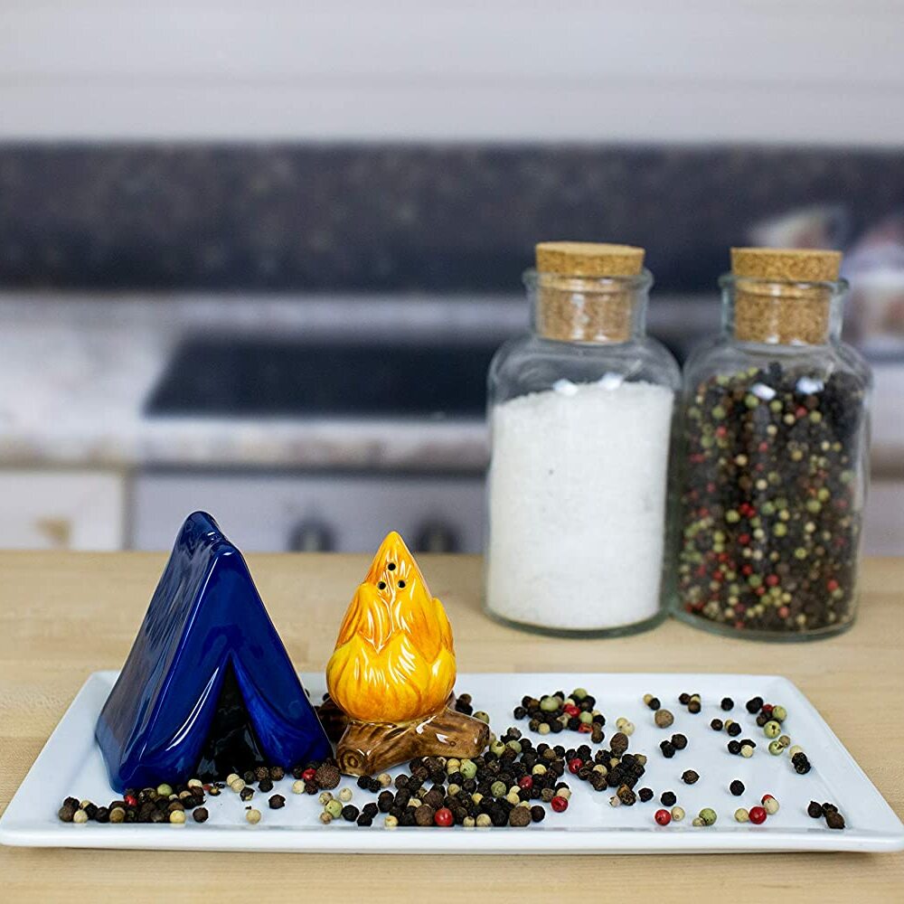 Tent and Campfire Salt & Pepper Shakers