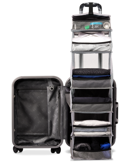 The Carry-on Closet: Suitcase with Shelving System