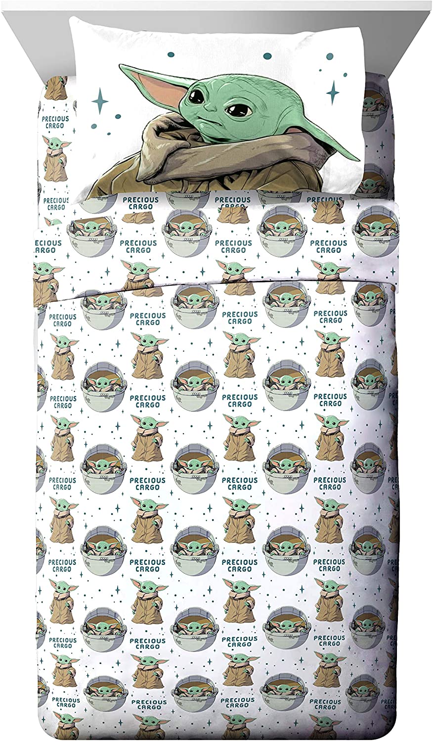 The Mandalorian Curious Child Twin Sheet Set