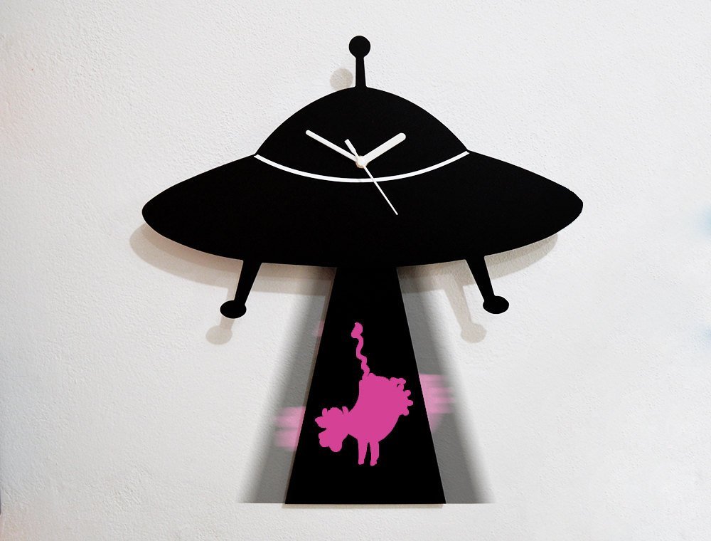 UFO Abducting Cow Clock