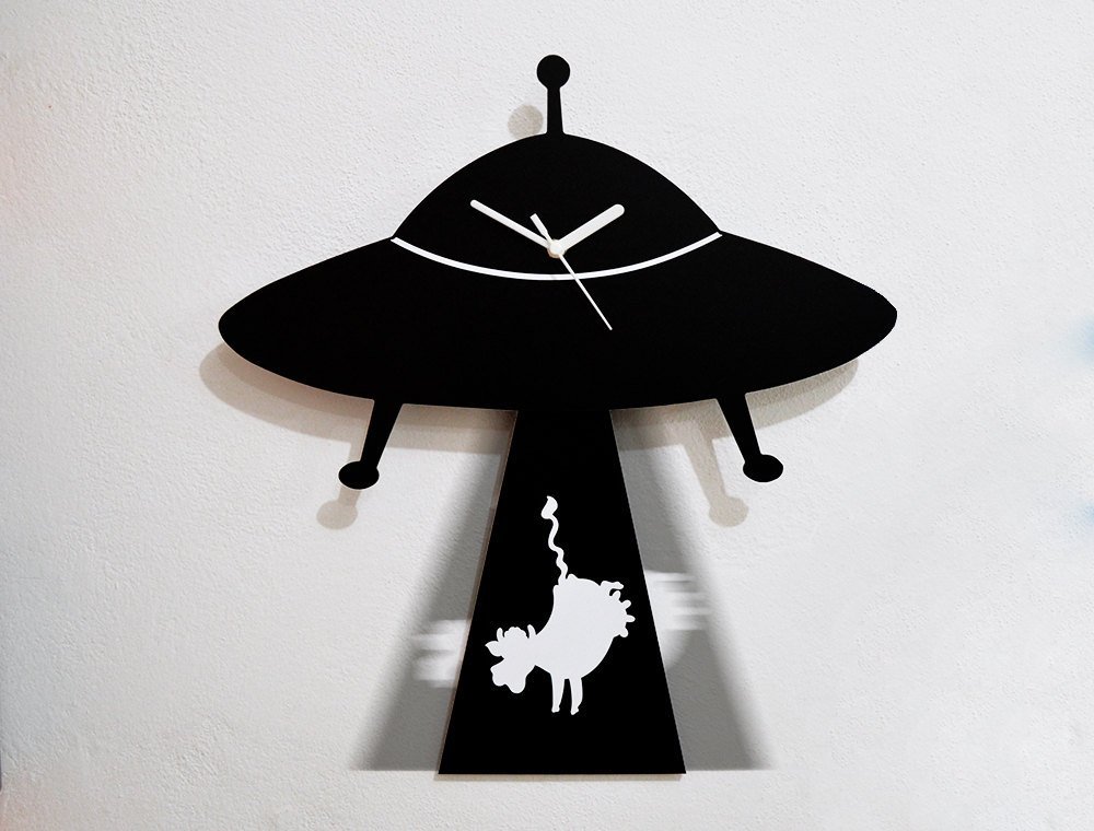 UFO Abducting Cow Clock