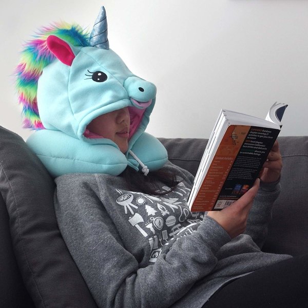 Unicorn Hooded Travel Neck Pillow