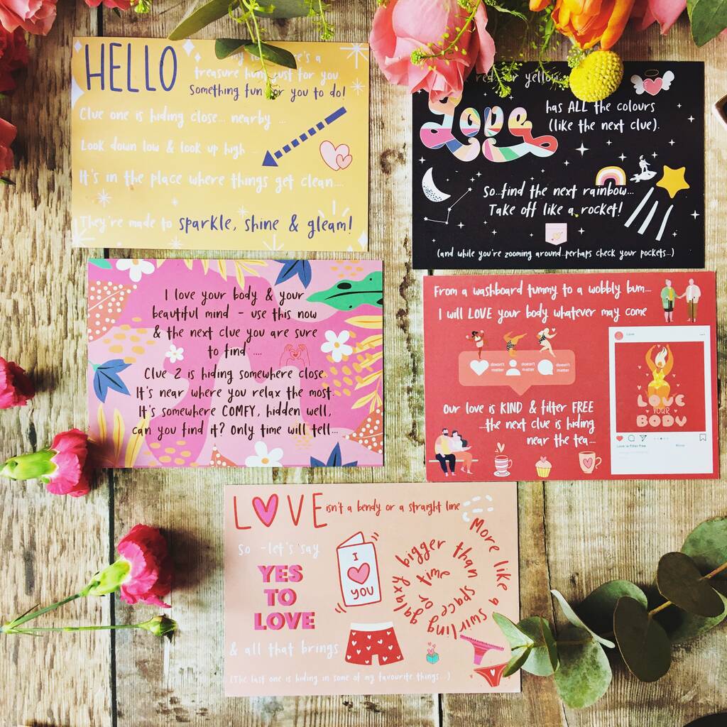 Valentine's Day Treasure Hunt And Card Set Recycled