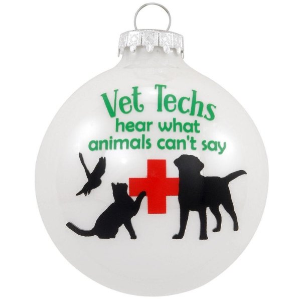 Vet Techs Hear Glass Ornament