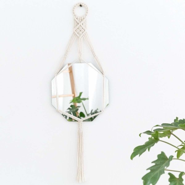 Wall Mirror with Macrame Hanger 