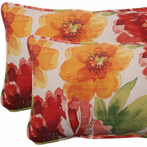 Watercolor Flowers Outdoor Throw Pillow