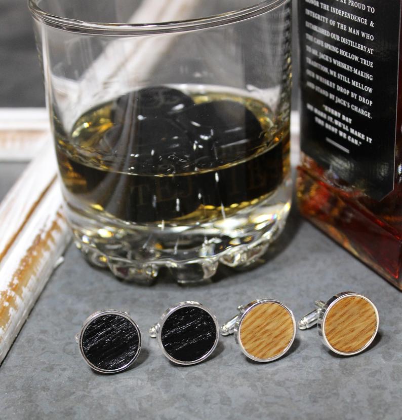 Whiskey Barrel and Olive Wood Cufflinks